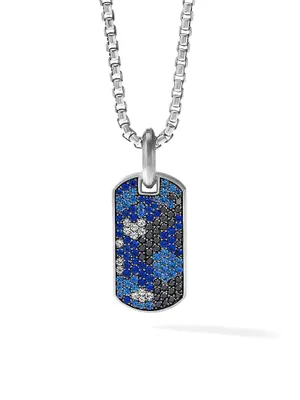 Navy Camo Silver Pavé Diamond Tag