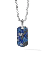 Navy Camo Silver Pavé Diamond Tag