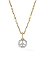 Peace Sign Amulet In 18K Yellow Gold With Pavé Diamonds