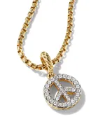 Peace Sign Amulet In 18K Yellow Gold With Pavé Diamonds