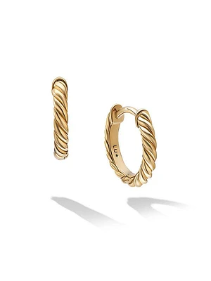 Sculpted Cable Huggie Hoop Earrings in 18K Yellow Gold