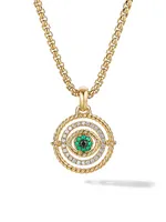 Evil Eye Mobile Amulet In 18K Yellow Gold With Pavé Emeralds & Diamonds