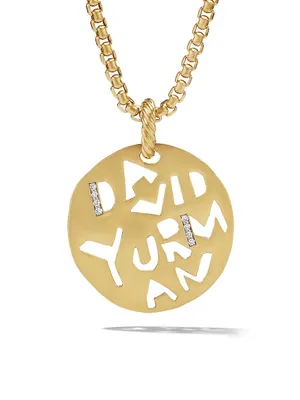 DY Elements Graffiti Pendant In 18K Yellow Gold With Diamonds