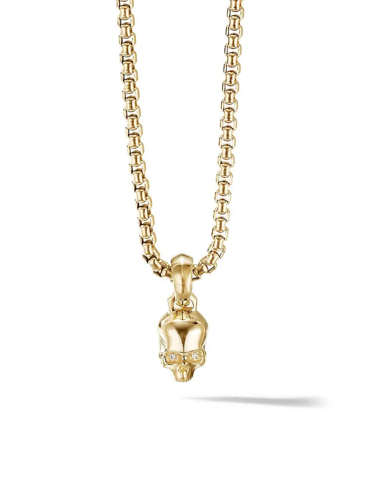 Amulets 18K Yellow Gold & Pavé Diamonds Skull Charm