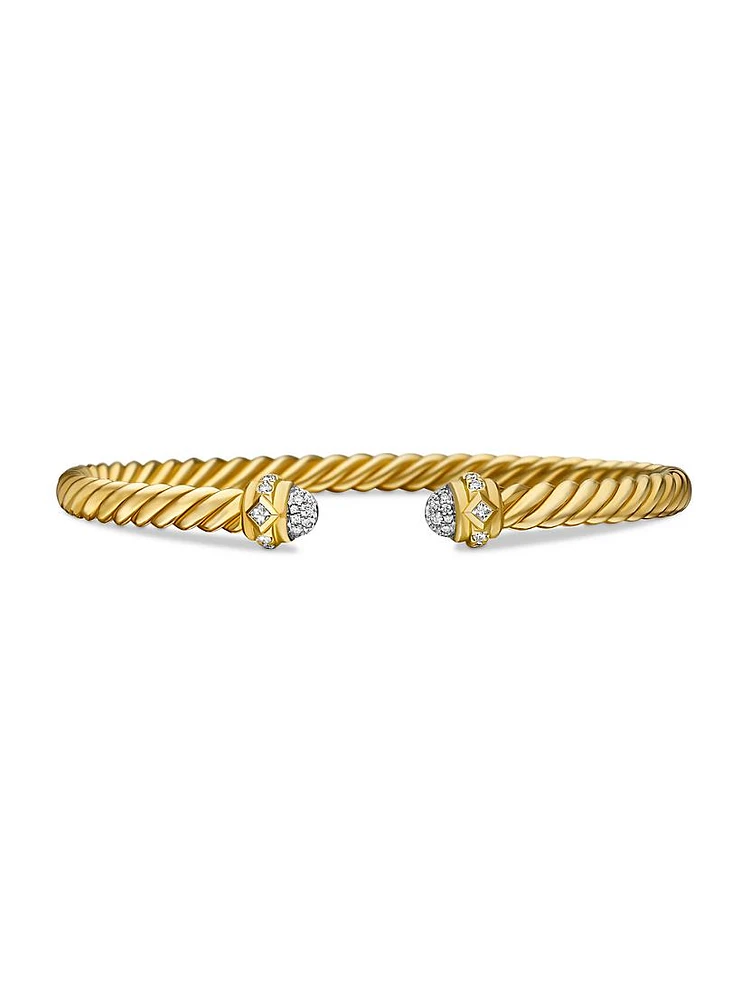 Cablespira Oval Bracelet 18K Yellow Gold With Pavé Diamonds