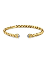 Cablespira Oval Bracelet 18K Yellow Gold With Pavé Diamonds