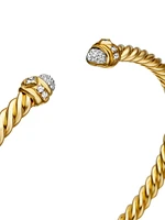 Cablespira Oval Bracelet 18K Yellow Gold With Pavé Diamonds