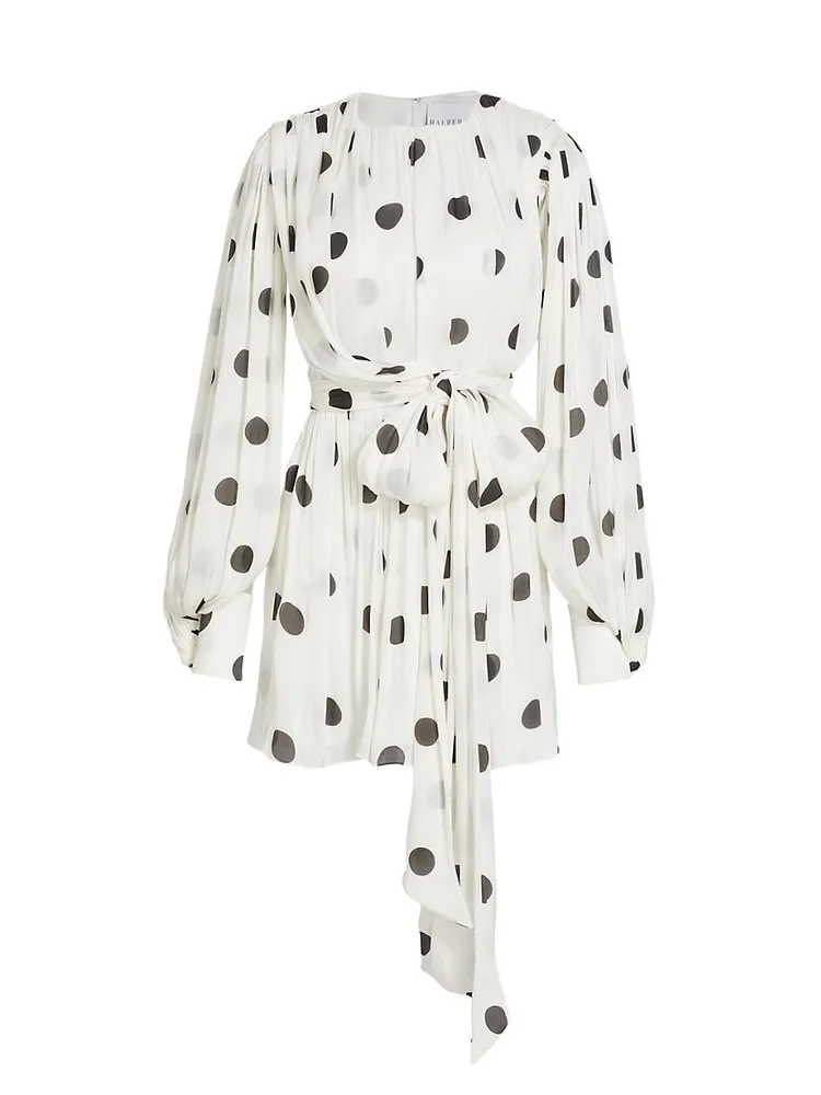 Split-Sleeve & Polka-Dot Minidress