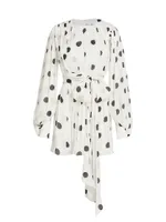 Split-Sleeve & Polka-Dot Minidress