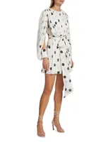 Split-Sleeve & Polka-Dot Minidress