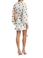 Split-Sleeve & Polka-Dot Minidress