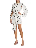 Split-Sleeve & Polka-Dot Minidress