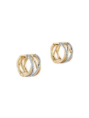 Rosée Du Matin Small Two-Tone 18K Gold & 0.35 TCW Diamond Earrings