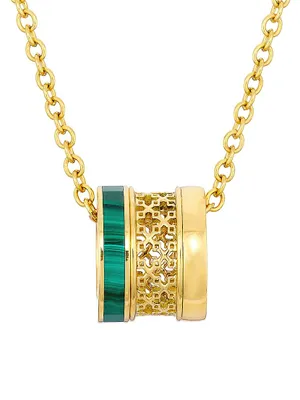 18K Yellow Gold & Malachite Ring-Pendant Necklace
