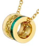18K Yellow Gold & Malachite Ring-Pendant Necklace
