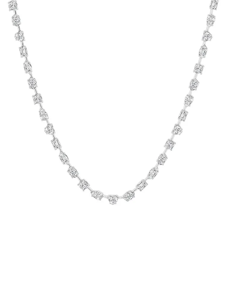 14K White Gold & 15.30 TCW Diamond Tennis Necklace