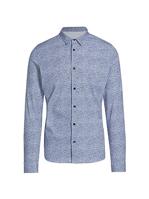 Slim Fit Micro Floral Button-Front Shirt
