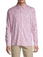 Slim-Fit Floral Print Button-Up Shirt