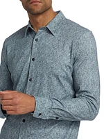 Slim-Fit Melange Jersey Button-Front Shirt