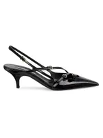 55MM Patent Leather Multi-Buckle Slingbacks