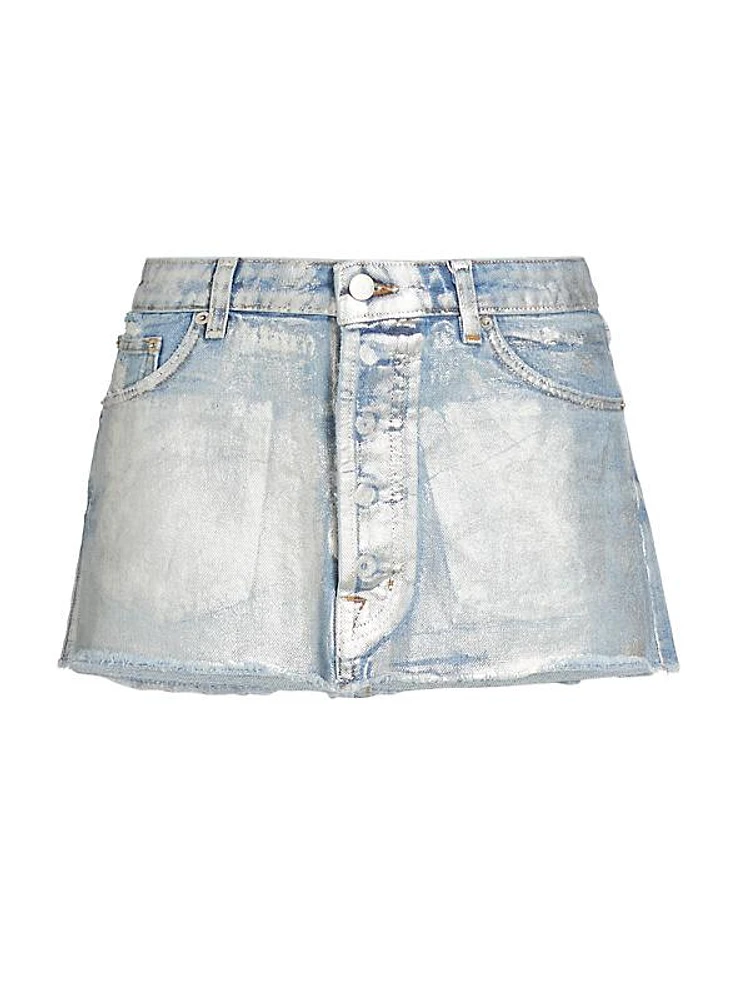 Coated Micro Denim Miniskirt