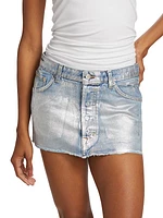 Coated Micro Denim Miniskirt