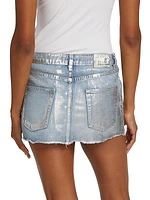 Coated Micro Denim Miniskirt