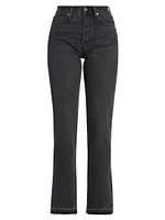 Slit-Hem High-Rise Straight-Leg Jeans