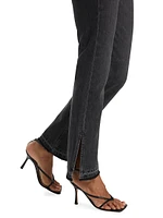 Slit-Hem High-Rise Straight-Leg Jeans