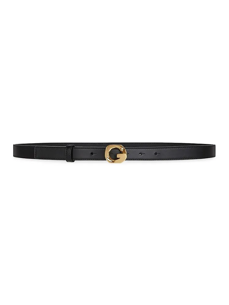 G Chain Buckle Thin Reversible Belt Smooth Leather