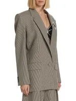 Oversized Houndstooth & Crystal Blazer