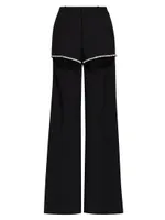 Wide-Leg Crystal Cut-Out Trousers