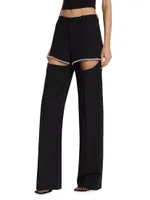 Wide-Leg Crystal Cut-Out Trousers