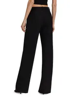 Wide-Leg Crystal Cut-Out Trousers