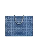 Medium G Tote Shopping Bag In 4G Denim With Chain