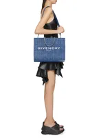 Medium G Tote Shopping Bag In 4G Denim With Chain