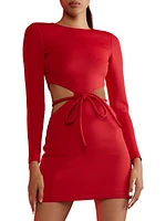 Bonded Cutout Pick-Stitch Minidress