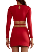 Bonded Cutout Pick-Stitch Minidress