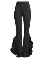 Bonded Satin Flouse Flare Pant