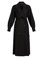 Detroit Pinstripe Virgin Wool-Blend Belted Coat