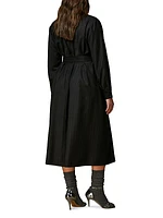 Detroit Pinstripe Virgin Wool-Blend Belted Coat