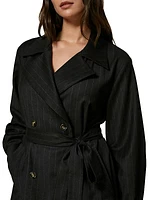 Detroit Pinstripe Virgin Wool-Blend Belted Coat