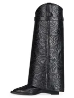 Shark Lock Cowboy Boots In Leather With Western Pattern