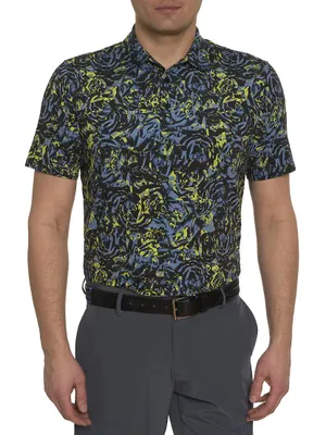 Abstract Rose Print Polo