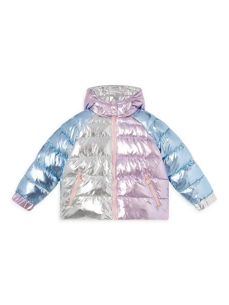 Little Girl's & Metallic Colorblock Puffer Jacket