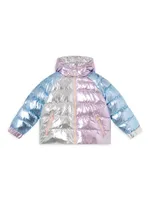 Little Girl's & Metallic Colorblock Puffer Jacket