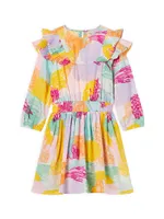 Little Girl's & Multicolor Printed Ruffled Dress