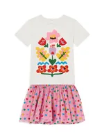 Little Girl's & Heart Print Tulle Skirt