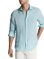 Linen Button-Front Shirt