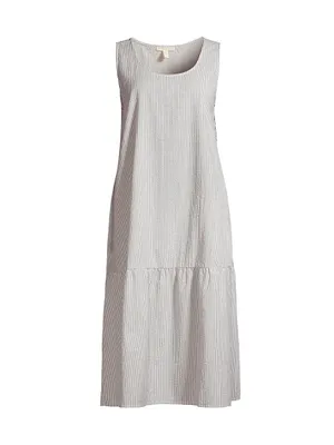 Stripe Cotton Midi-Dress